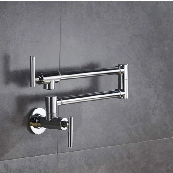 NWOT Chrome DFI Commercial Brass Pot Filler by Acquafaucet Brushed Nickel